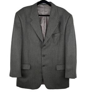 Vintage 90s Barrington Wool Cashmere Suit Jacket Blazer Sport Coat Dark Gray 44L